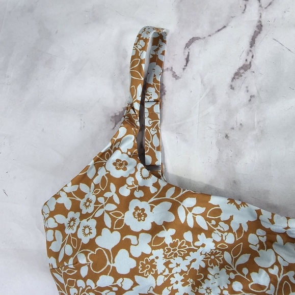 Everlane Swim Top Large Blue Honey Floral Bikini Scoop Neck Nyle Square … - Picture 4 of 15